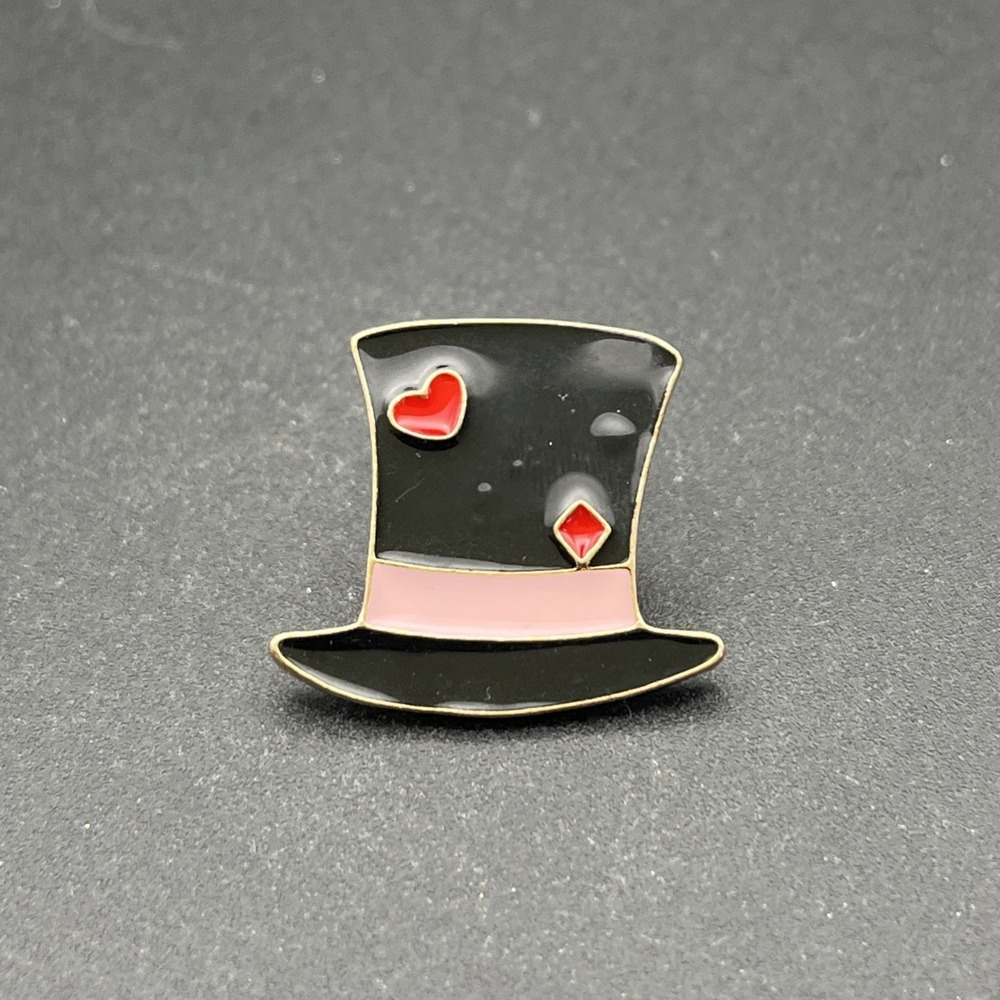 Magician Top Hat Hearts Lapel Hat Pin